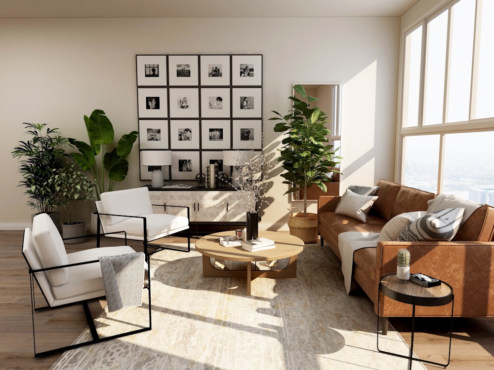 House cleaning in a bright living room